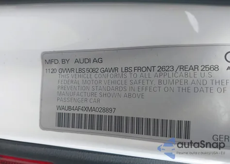 2021 Audi S4 Premium Plus Tfsi Quattro Tiptronic from USA, damaged, VIN WAUB4AF4XMA028897